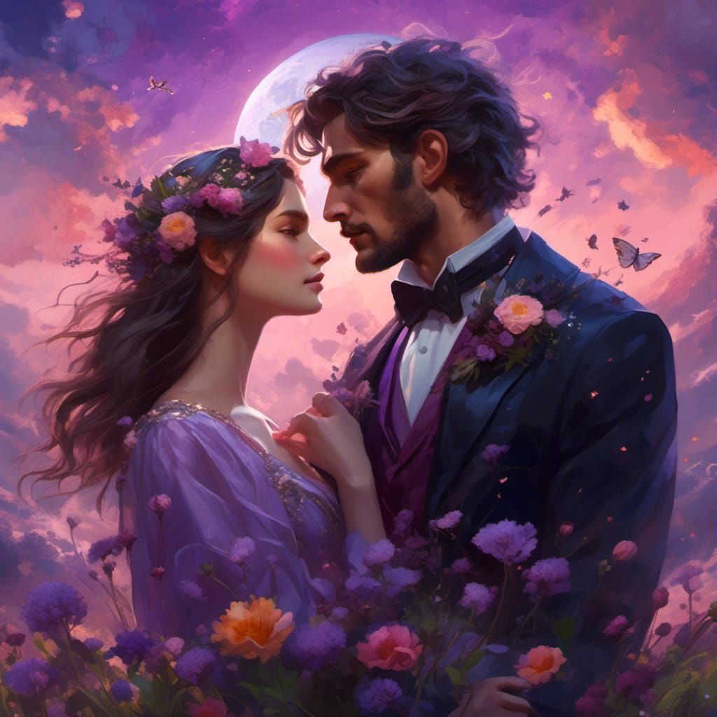 Lovers in Meadow: Hyperreal Art by Greg Rutkowski