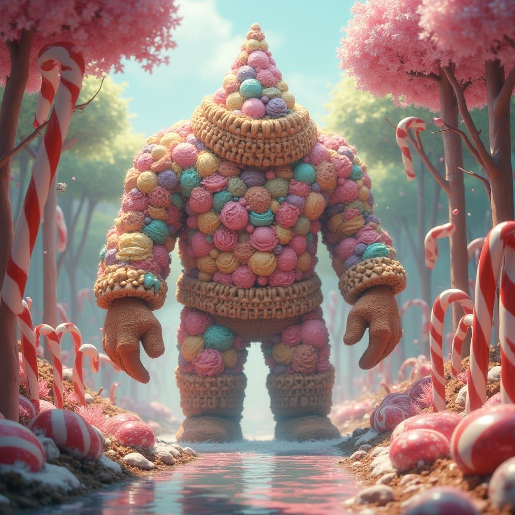 Ice Cream Golem in Candy Cane Forest