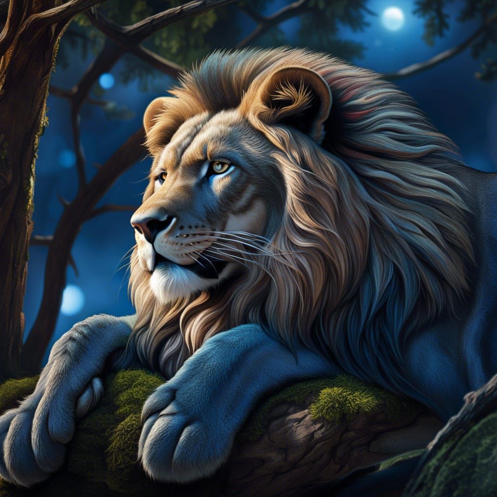 Blue Lion Asleep Under a Strange Moon