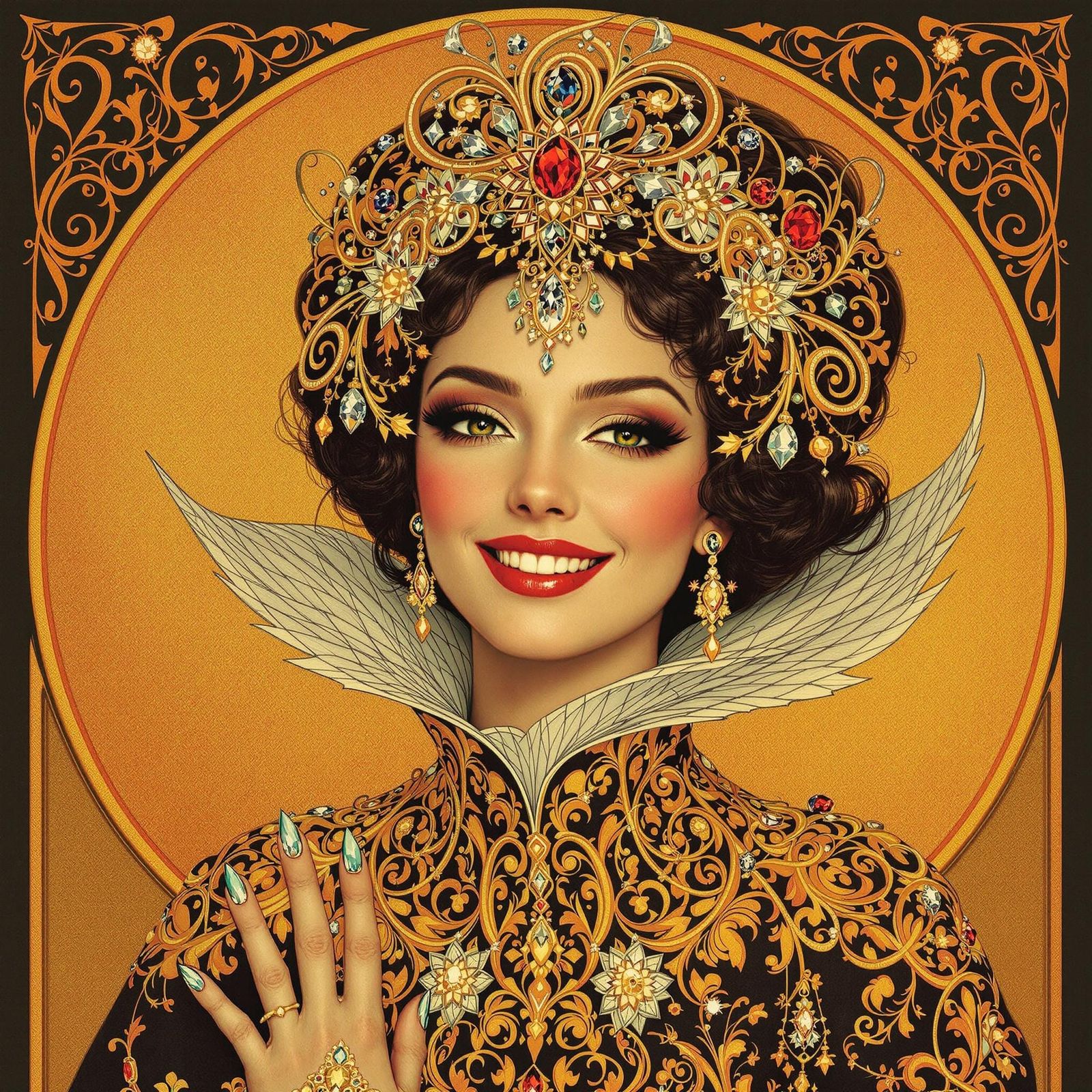 Elegant Golden Goddess Adorned in Opulent Filigree