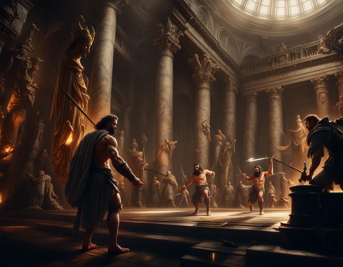 Hercules' Dark Fantasy Tasks: Hyperdetailed Art