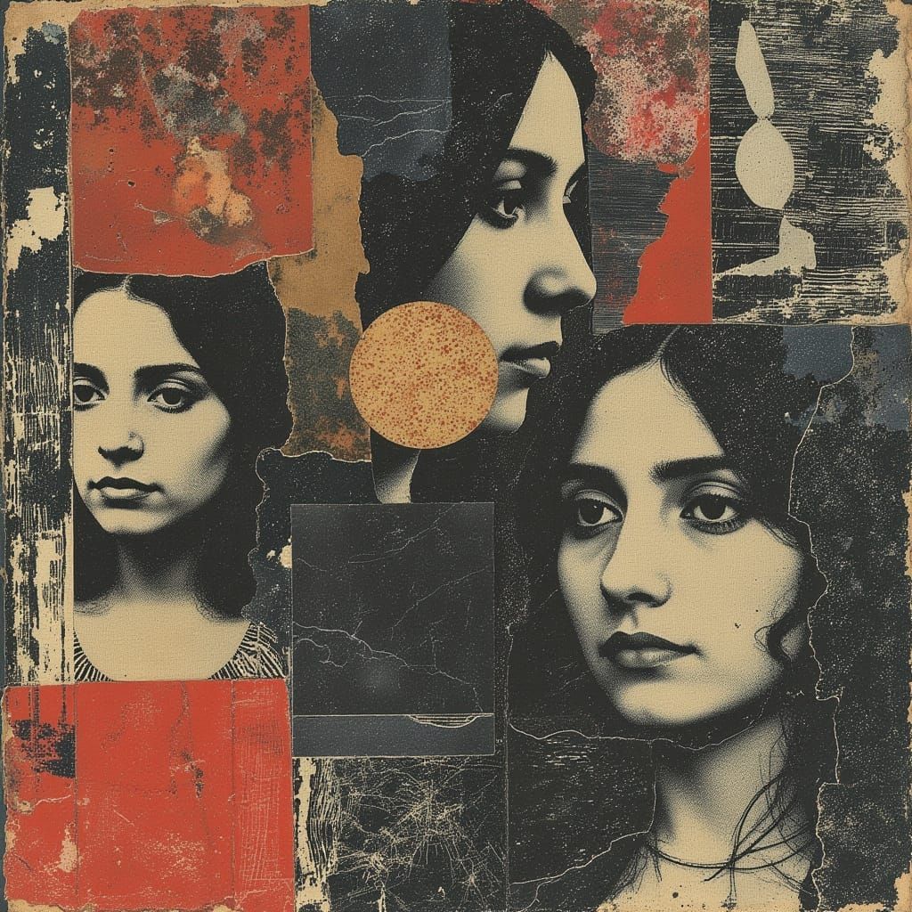 Diverse Faces Collage: Mixed Media Art