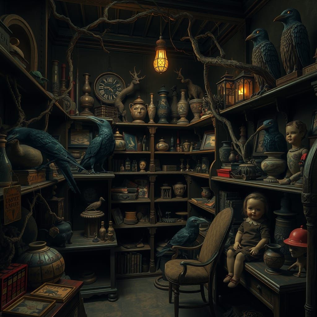 Eerie Cursed Objects in Gothic Shop