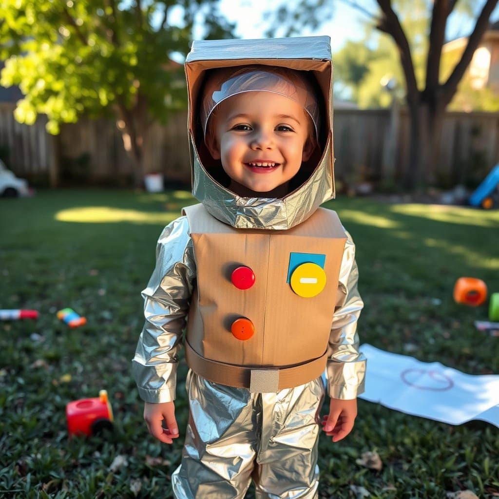 Charming DIY Astronaut in Sunny Backyard