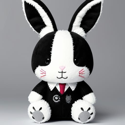 Creepy Cute Gray Plush Bunny Toy with Horns