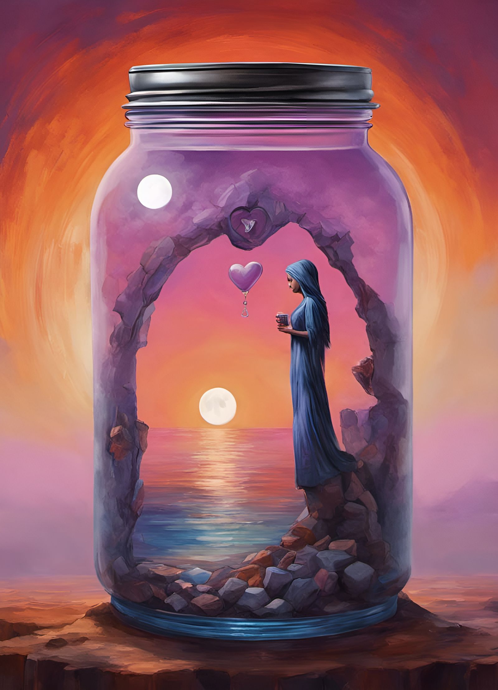 Pixie in a Bottle: Moonlit Fantasy Art