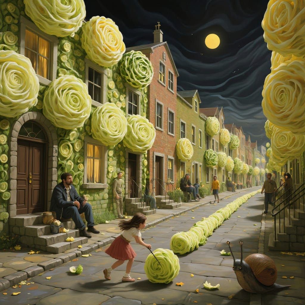 Coleslaw City: A Fantasy Streetscape in Brushed Oils