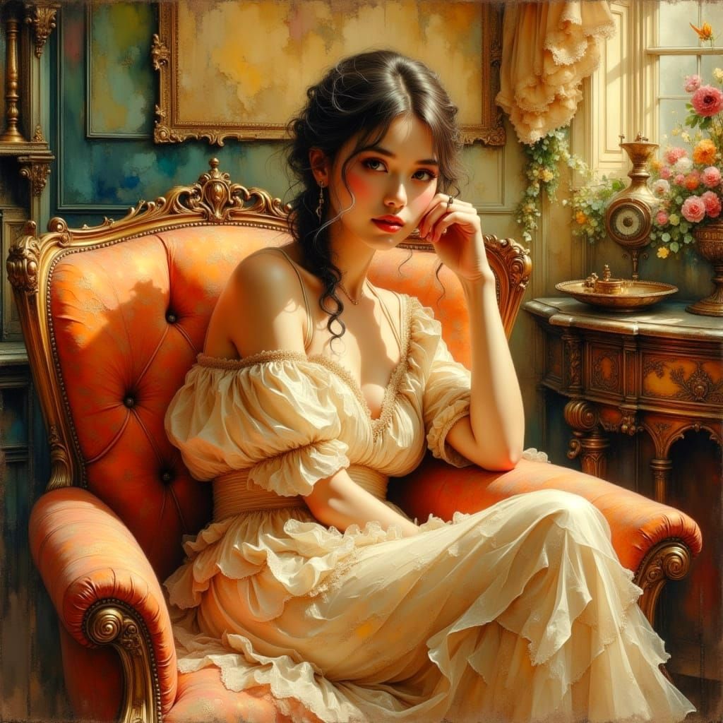 Elegant Ink Wash Painting with Pastel Colors