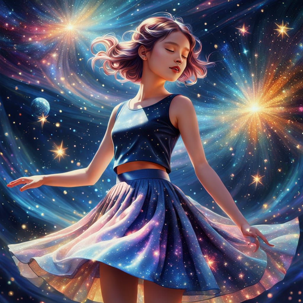 Girl Plays Stardust Song in Dreamy Digital Art