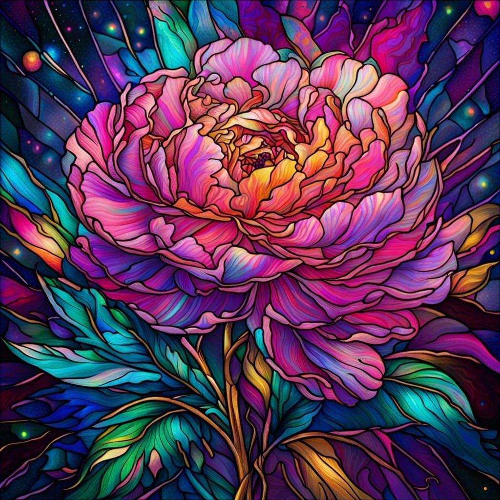 Stained glass peony