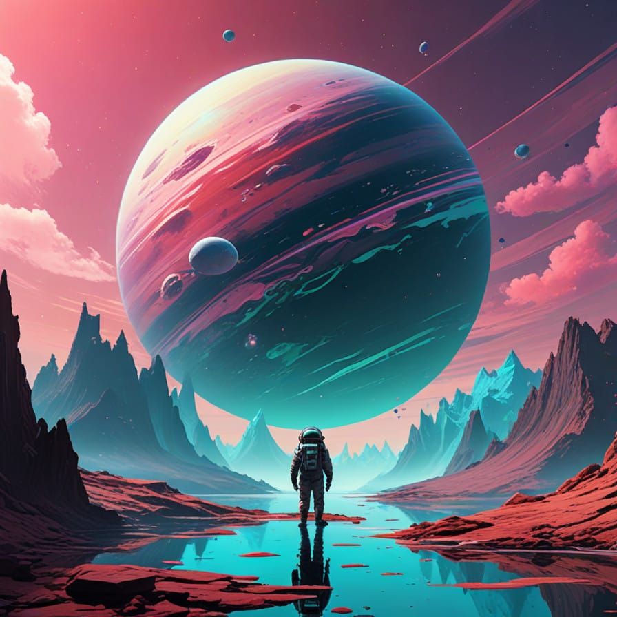 Gas Giant Atmosphere & Aerial Photoshoot in Vibrant Cosmic S...