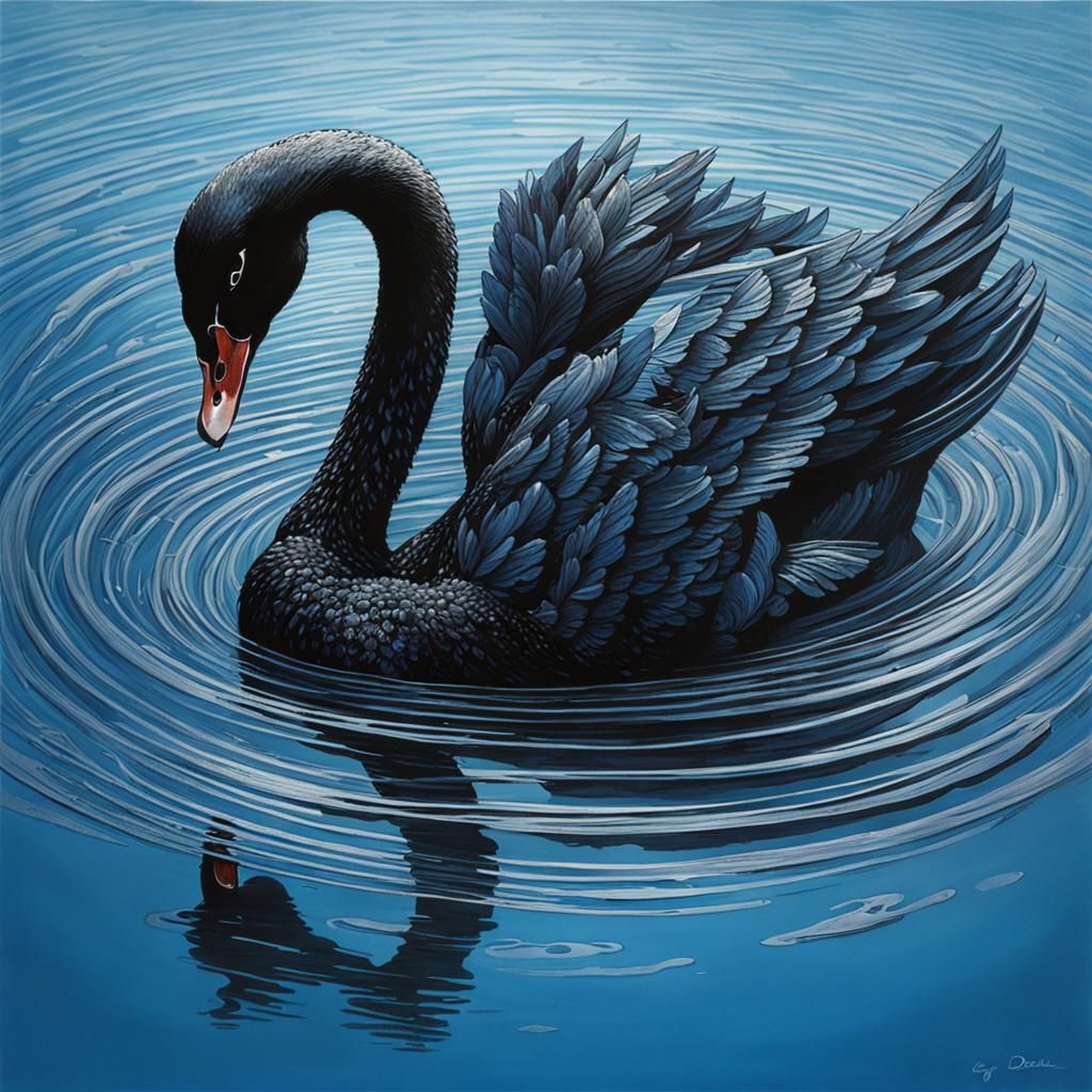 Black Swan in Blue Water: Gothic Horror Style