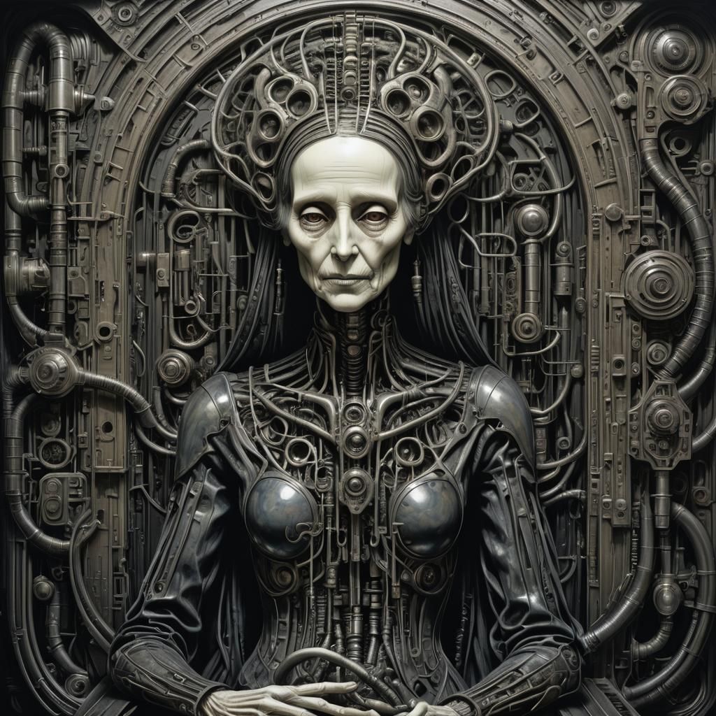 Whistler's Mother in H.R. Giger Style