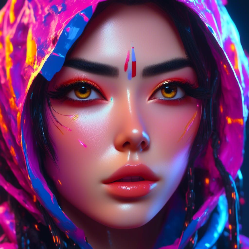 Hyperrealistic Sci-Fi Woman in the Style of Zeng Fanzhi