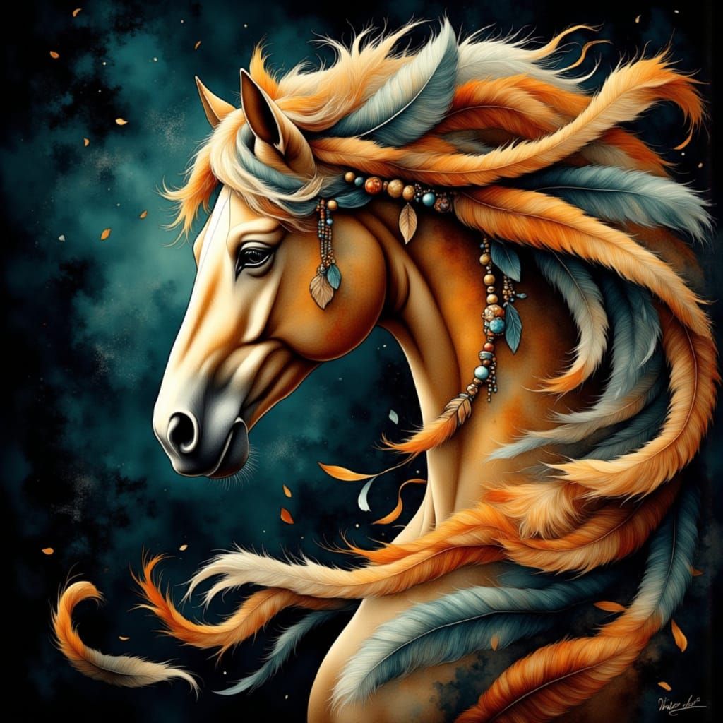 Majestic Watercolour Horse in Wild Splendor