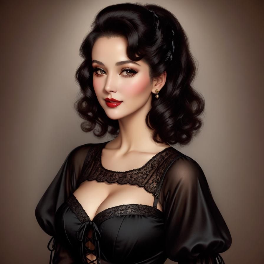 Portrait of a Beautiful Woman in Pin-Up Style