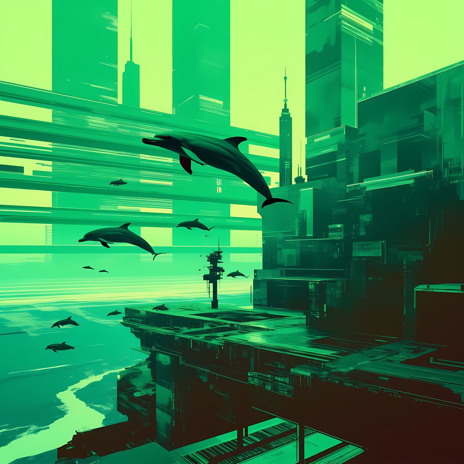 ECCO Dolphin in a Futuristic Digital Art Style