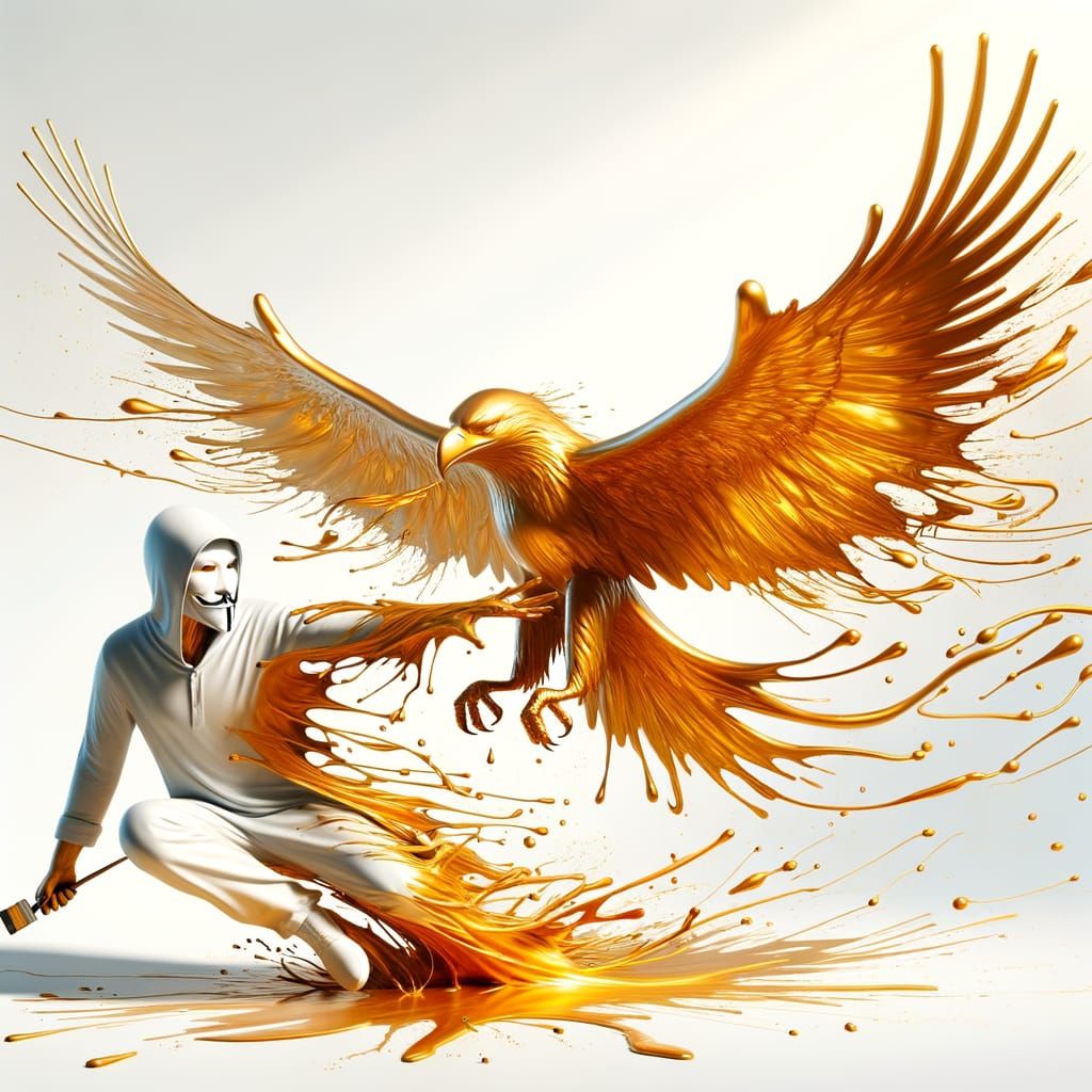 Golden Eagle Emerges from Canvas: A Moment of Art