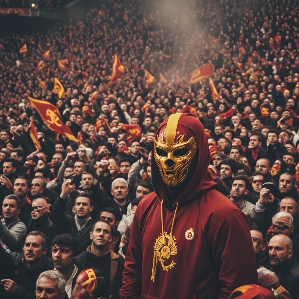 Masked Galatasaray Fan in Cinematic Style