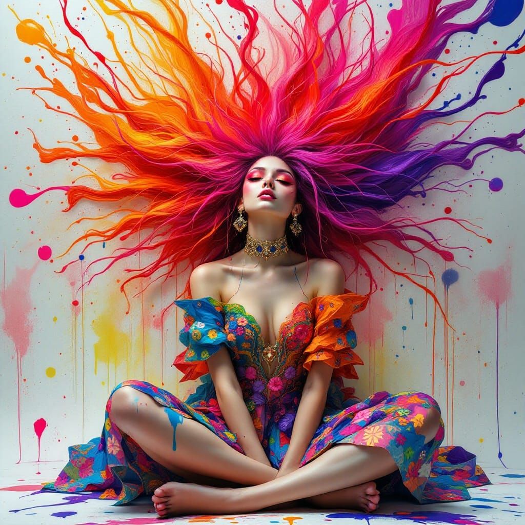 Wildflower Couture Goddess in Art Nouveau Splendor