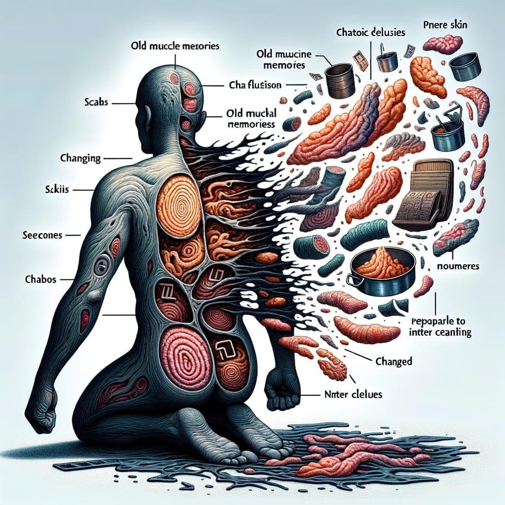 Metaphorical Shadow Shedding Skin Revealing Past Experiences