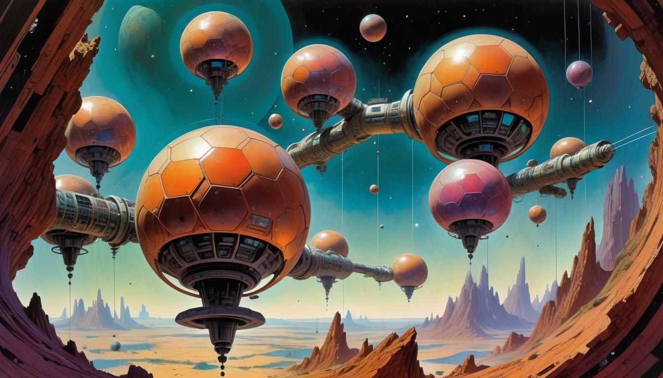 Hexagon Anti-gravity Pods in Psychedelic Style