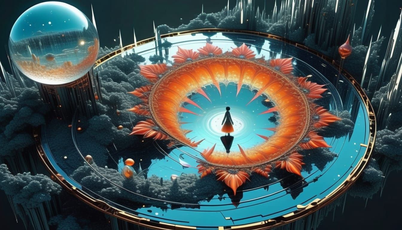 3D above view beautiful solarpunk aetherpunk idyllic utopian world with vast lush undulating landscape filled with thous...