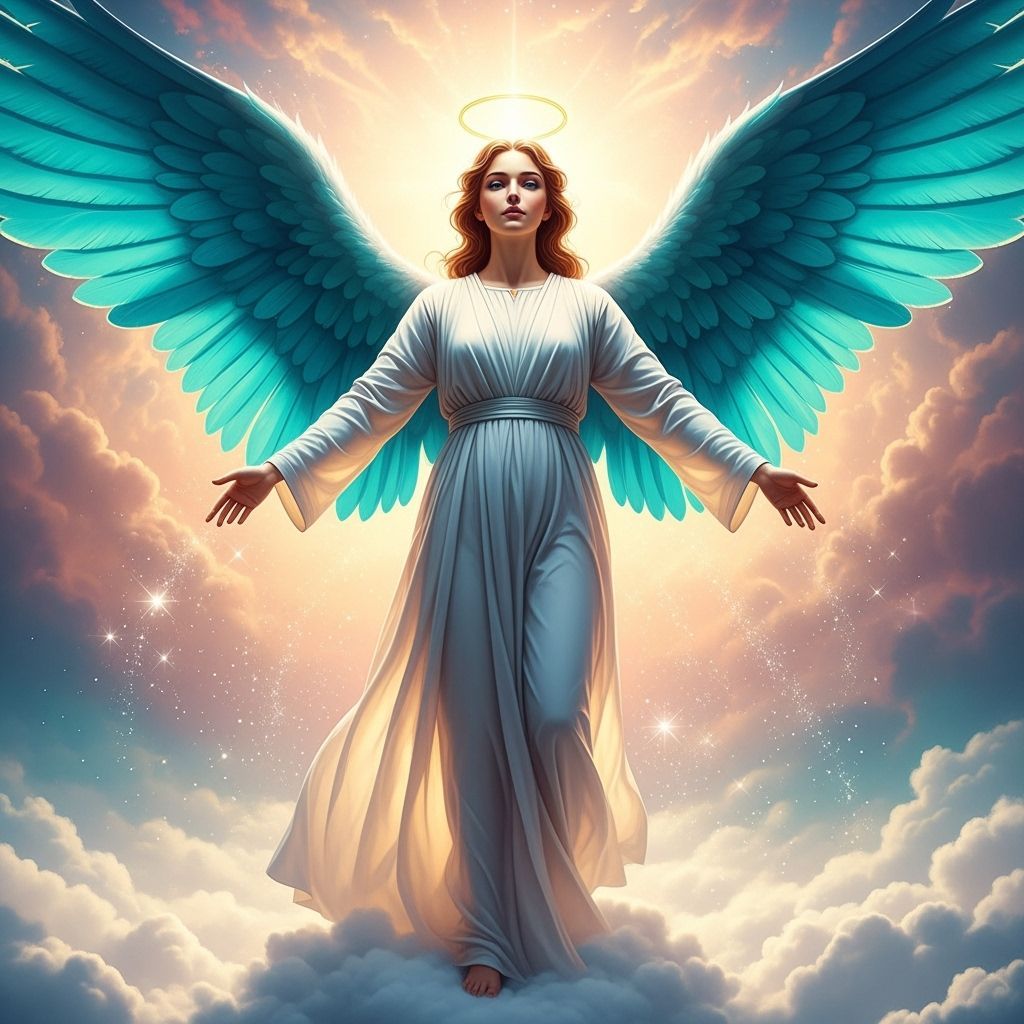 Porcelain Angel with Turquoise Wings in Hyperrealism