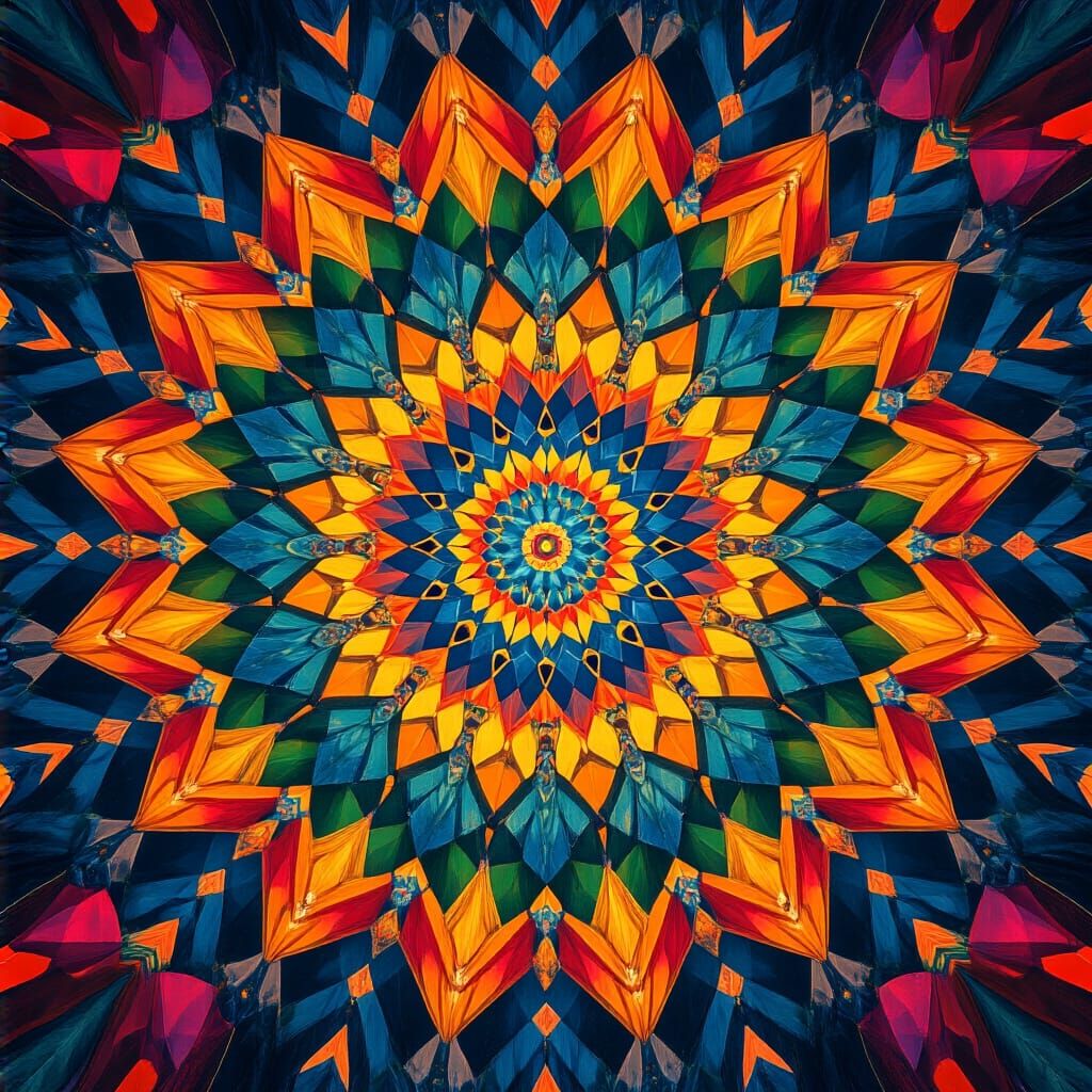 Detailed Geometric Designs Radiating in Vibrant Colors