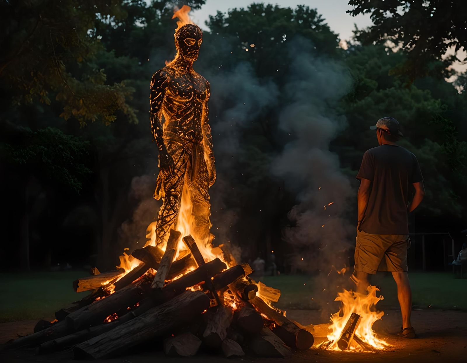 Burning Statue Sculpture at Summer Solstice Ritual