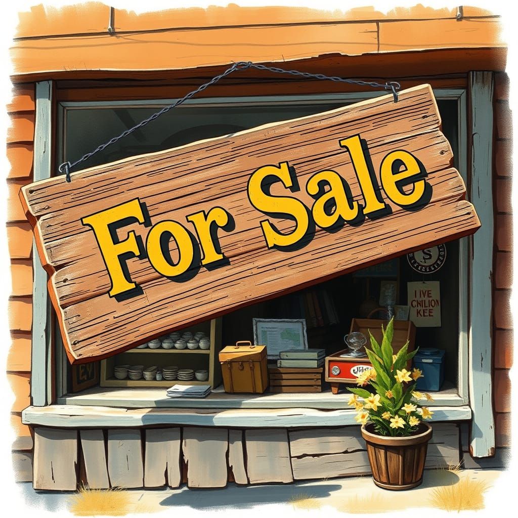 Vintage Rustic Storefront with Distressed Sign