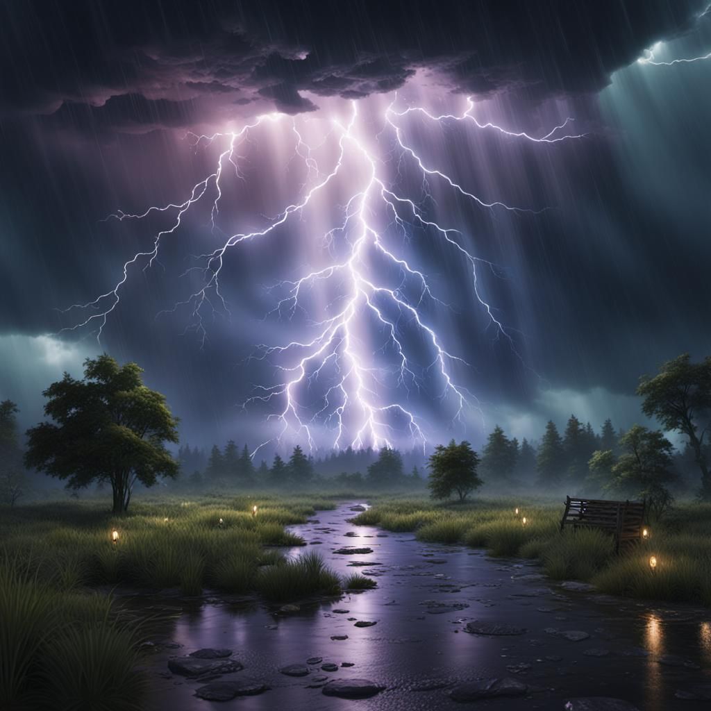Dramatic Thunderstorm in Detailed Matte Painting Style