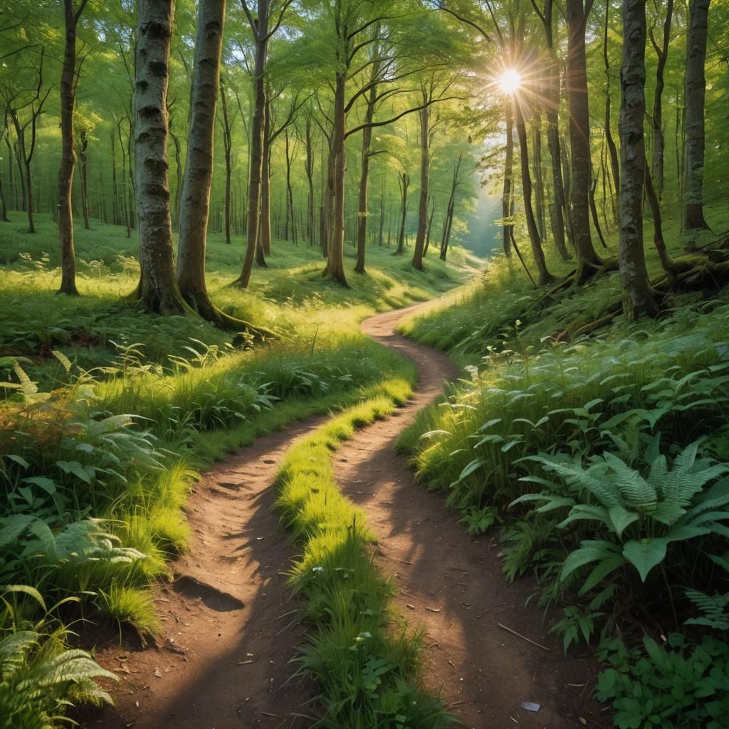 Lush Forest Path: Vibrant Landscape Photography