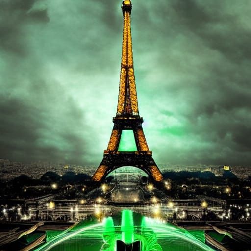 Emerald Eiffel Tower: Digital Matte Painting