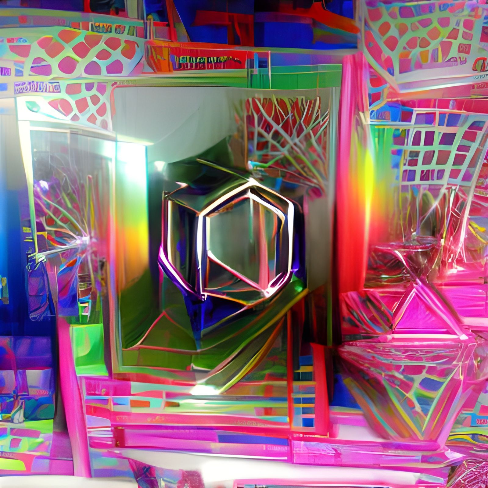 Psychedelic Hypercube in Infinite Neon Mirrors
