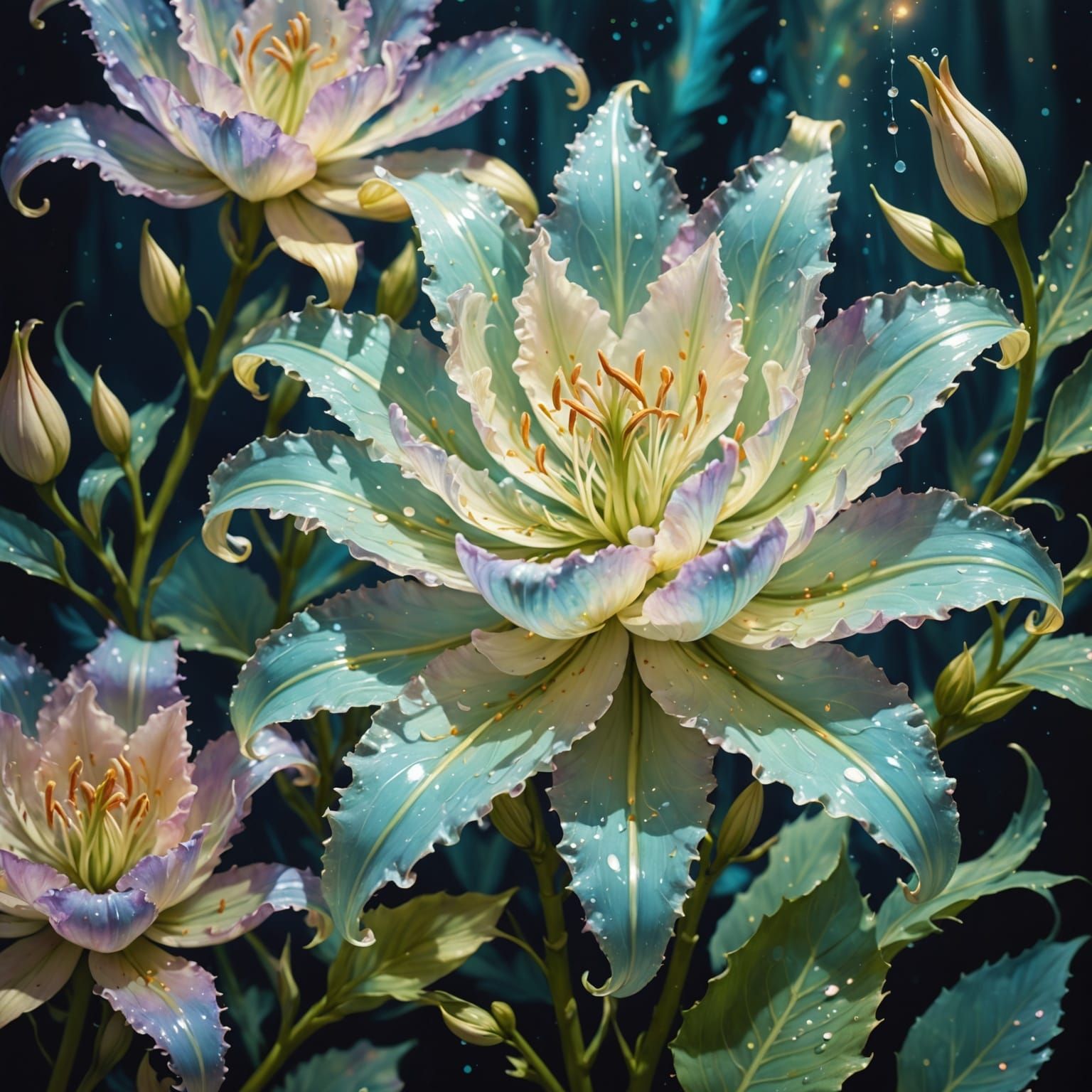 Lily in Filigree Fractal, Botanical Art