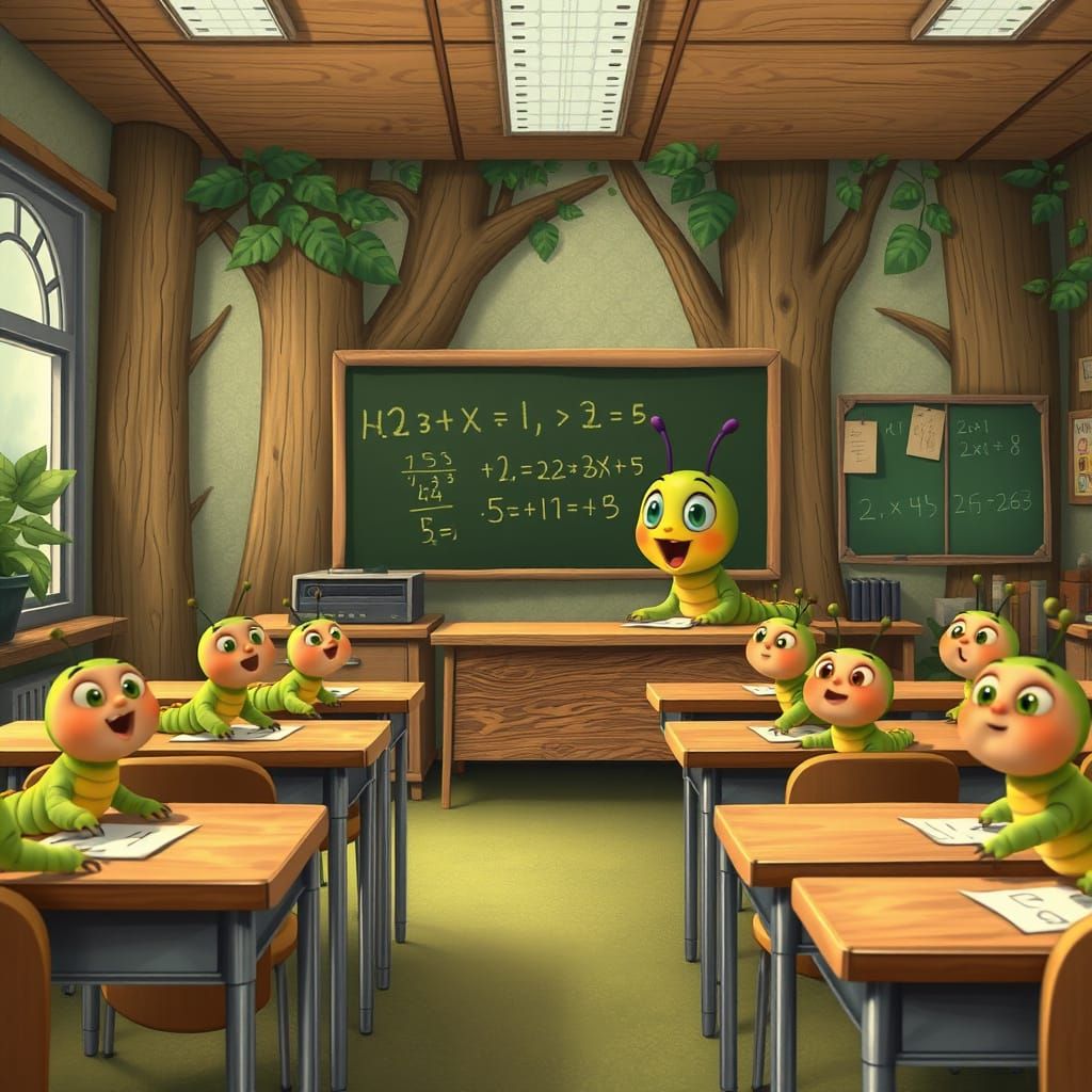 Caterpillar Math Class in Enchanted Forest Classroom