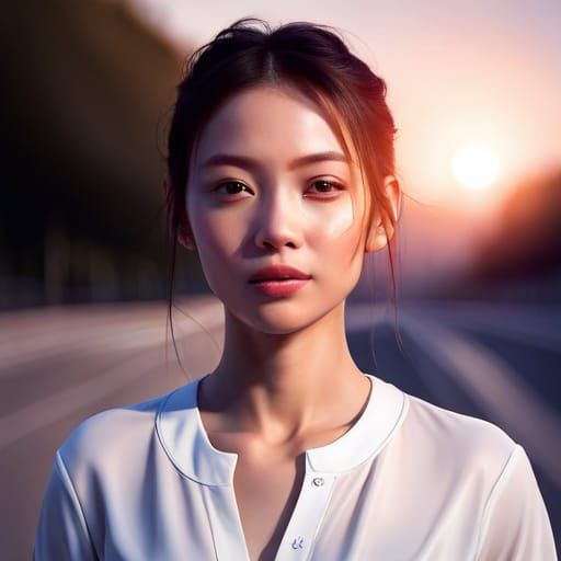 Joyful Cute Girl Portrait in Dark Fantasy Style