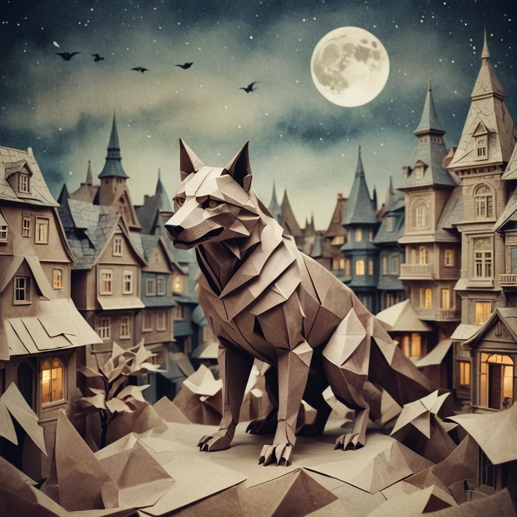 Origami Werewolf Papercraft in Soft Focus