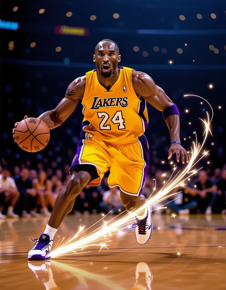 Kobe Bryant: Energetic Basketball Action Illustration