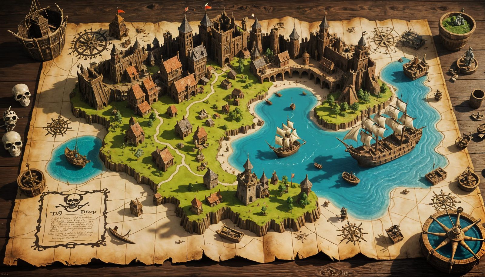 Pirate Treasure Map in Fantasy Art Style