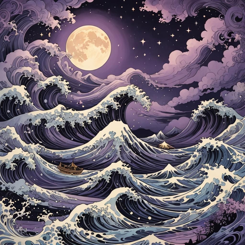 Magic Sea Waves in Cartoon Art Style