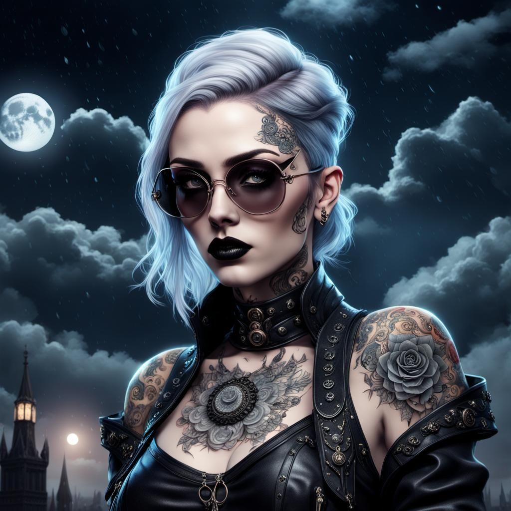 Gothic Woman with Piercings in Digital CGI Art
