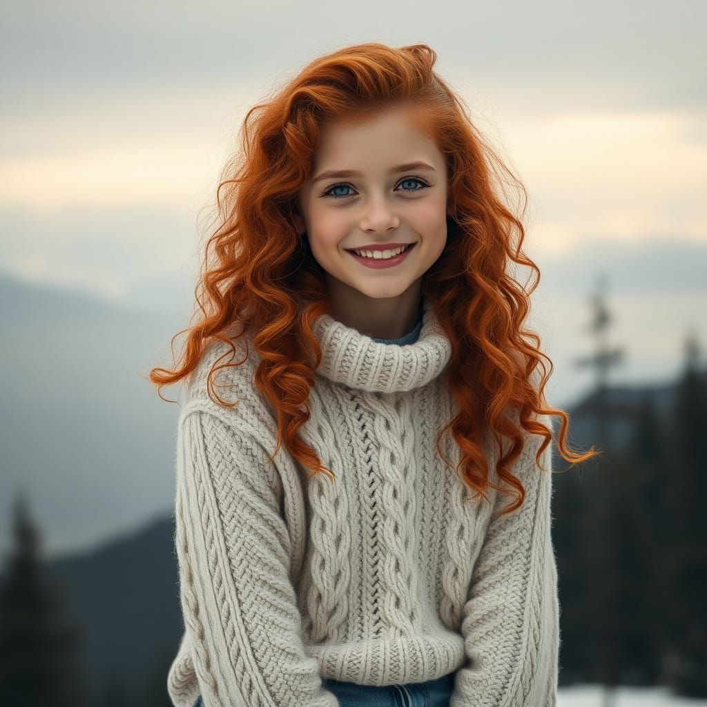 Canadian Teenage Girl in Cozy Sweater and Jeans