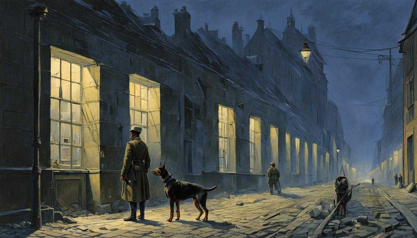 Doberman Guards German Army Building Under World War II Stre...