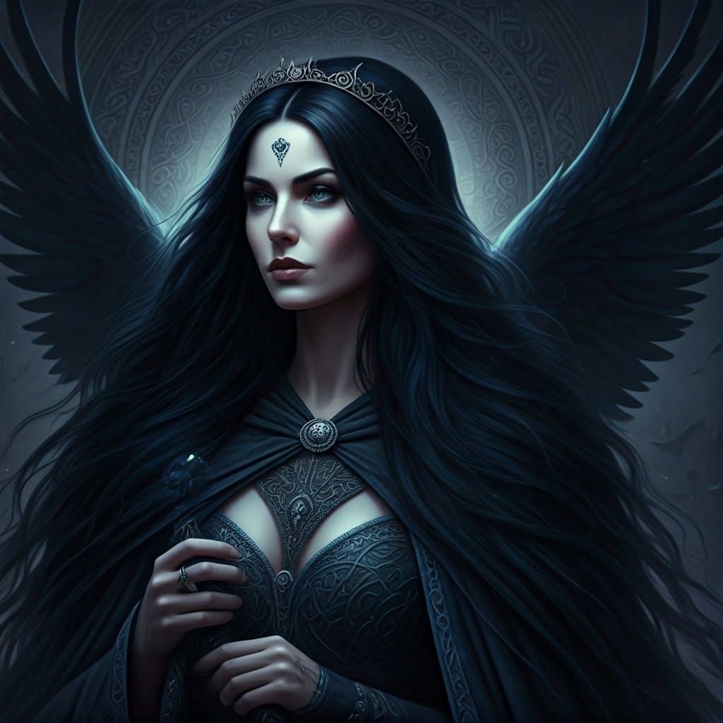 Morrigan: Celtic Goddess of War in a Mystical Landscape