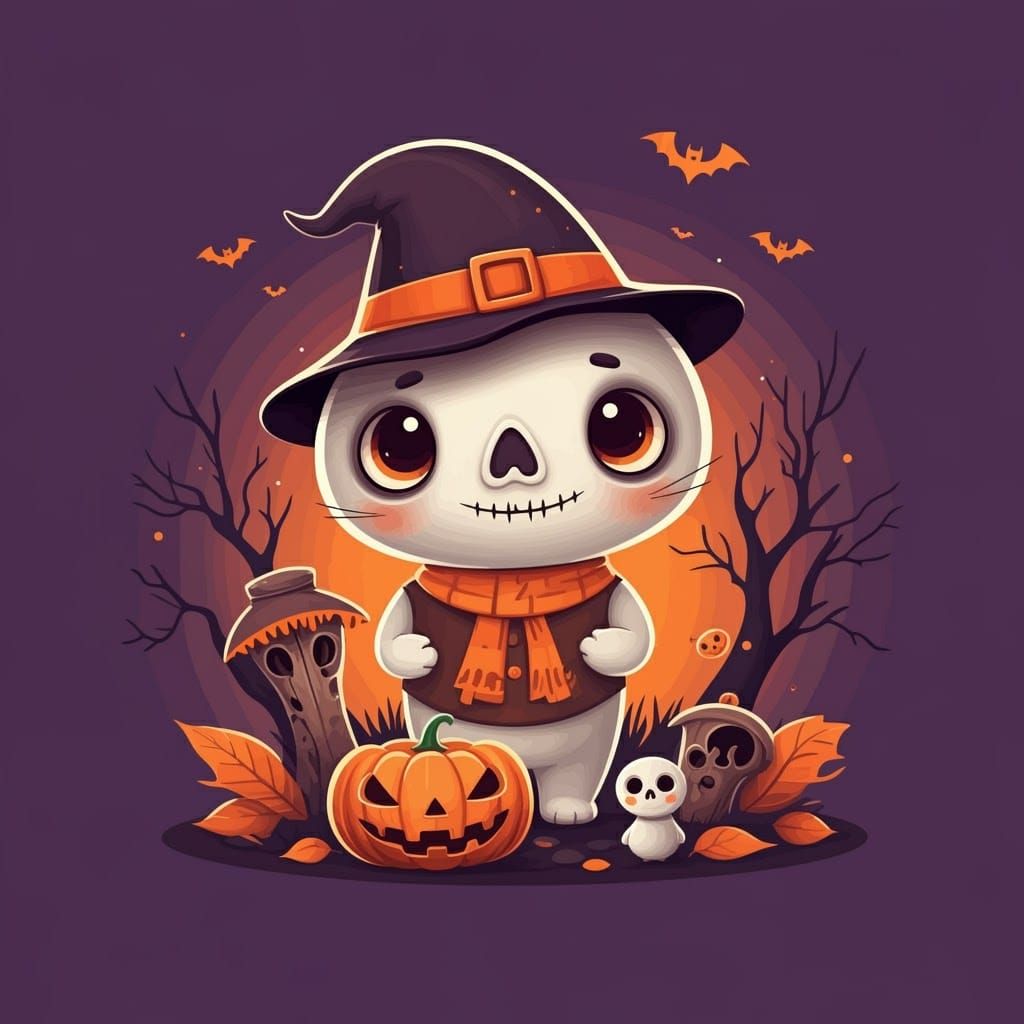 Cute and Spooky Halloween Scene