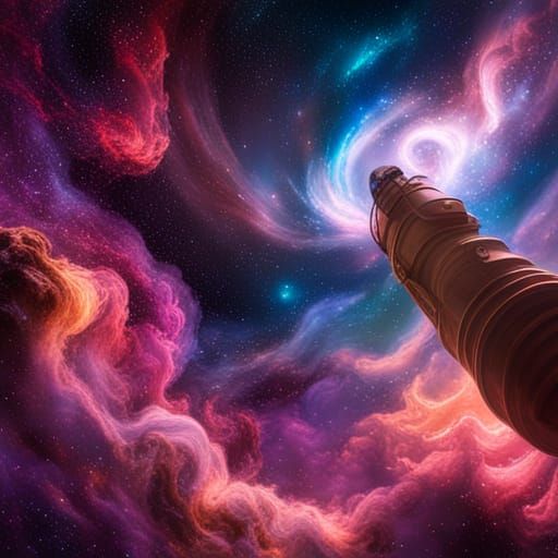 Spaceship Journey Through a Colorful Nebula