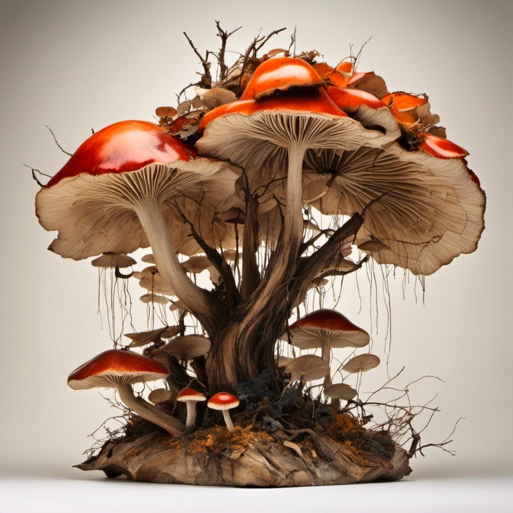 Beautiful Mushroom with Woodsplash Textures