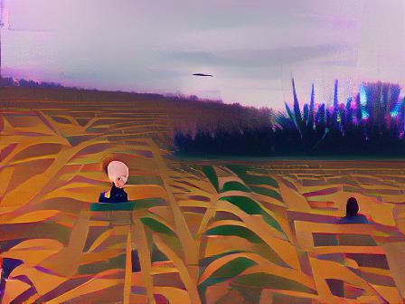 Solitary Figure in Endless Cornfields